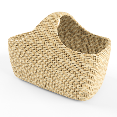Handwoven Rattan Storage Basket 3D model image 1 