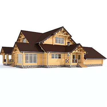 Rustic Timber Manor 3D model image 1 