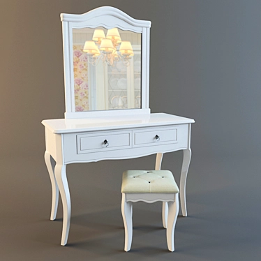 Elegant Vanity Set with Mirror 3D model image 1 