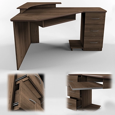 Corner Computer Desk 3D model image 1 