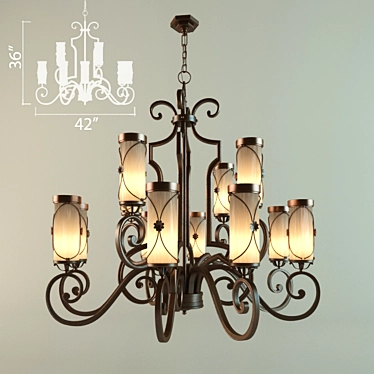 Venata de Oro Glass Chandelier 3D model image 1 