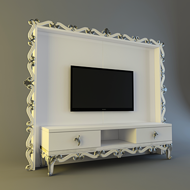 Sleek TV Stand Panel 3D model image 1 