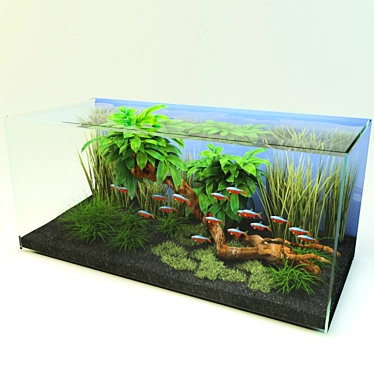 Vibrant Oasis: Compact Aquarium 3D model image 1 
