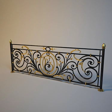 Elegant Iron Balcony Fencing 3D model image 1 