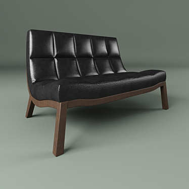 Modern Double Sandalyeci with Wooden Frame 3D model image 1 