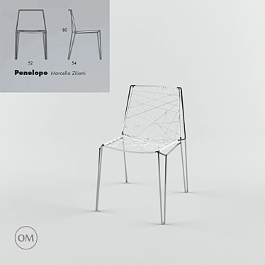 Elegant Penelope Strip Chair 3D model image 1 