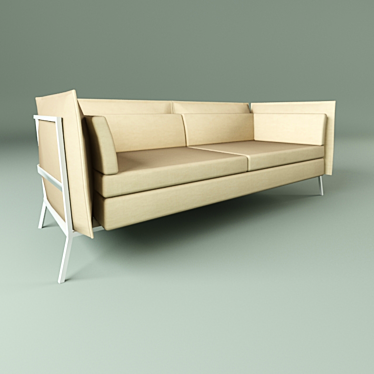 Sleek White Sofa with Customizable Upholstery 3D model image 1 