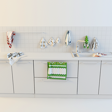 Absorbent Kitchen Towels 3D model image 1 