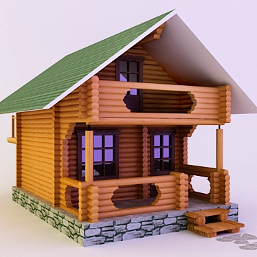 Rustic Timber Cabin: 18cm Diameter 3D model image 1 