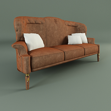 Alice Visionnaire | Luxurious Leather and Textile Upholstered Chair with Gold Metal Accents 3D model image 1 