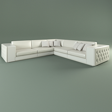 Luxury Leather Corner Sofa with White Gloss Panels 3D model image 1 