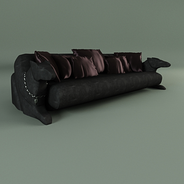 Elegant Black Velvet Sofa 3D model image 1 