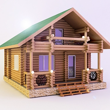 Rustic Wooden Summer House 3D model image 1 