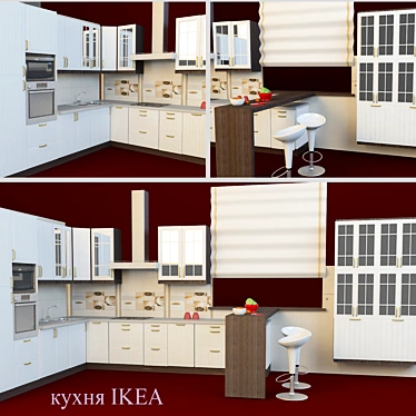 Modern Corner Kitchen by Ikea 3D model image 1 