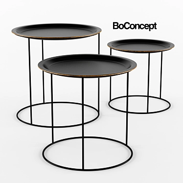 Sleek Black Occa-U001 Coffee Table Set 3D model image 1 