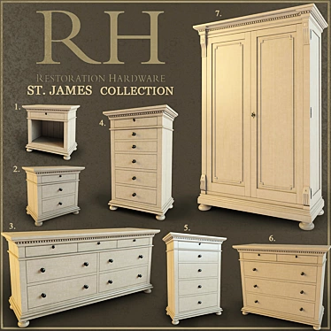 PROFI Collection St.James Nightstands 3D model image 1 