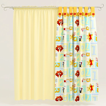 Playful Room Curtain 3D model image 1 