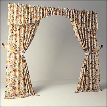 Watercolor Inspired Curtains 3D model image 1 