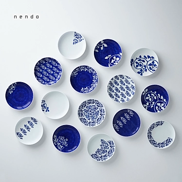 Modern Karakusa-inspired Porcelain Set 3D model image 1 