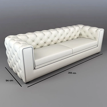 Modern White Bumpy Sofa 3D model image 1 