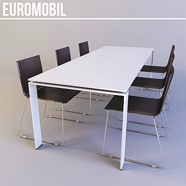 Expandable Table Set: Euromobil 3D model image 1 