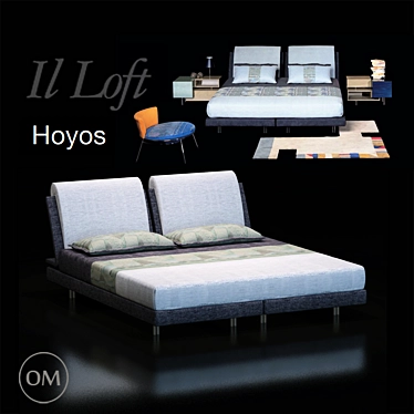 Elegant Hoyos Bed by IL Loft 3D model image 1 