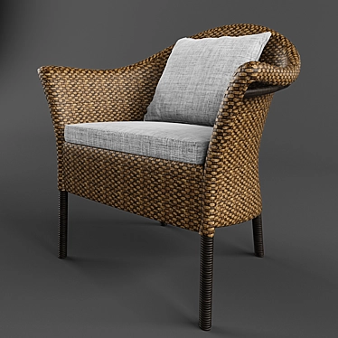 Vintage Wicker Chair 3D model image 1 
