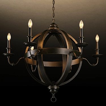 Ornate Medieval Metal Orb Chandelier 3D model image 1 