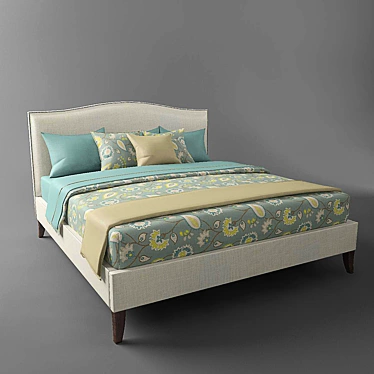 Colette King Bed - Handcrafted Linen Upholstered Bed Made in USA 3D model image 1 