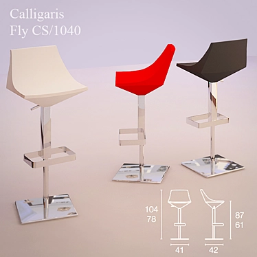 Sleek Calligaris Fly CS/1040 Bar Stool 3D model image 1 