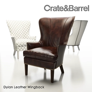 Elegant Dylan Leather Wingback Chair 3D model image 1 