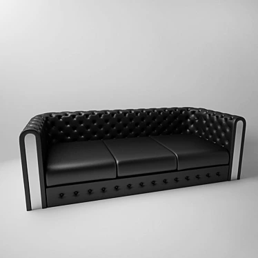 Black Leather Sofa Set 3D model image 1 