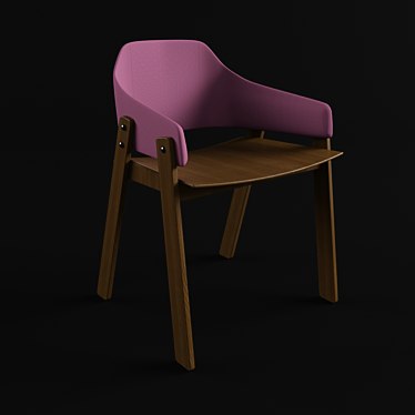 Modern Clutch Chair: Smoked Ash and White Oak Wood, Purple, Olive, and Gold Fabric 3D model image 1 