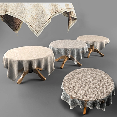 Round Table with Elegant Cloth 3D model image 1 