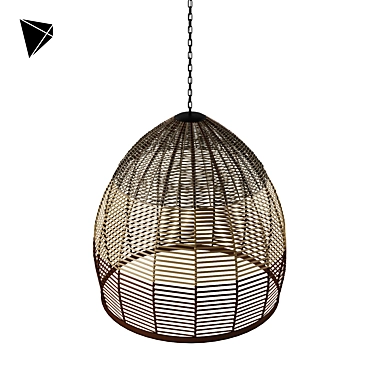 Boho Wicker Pendant Lamp 3D model image 1 