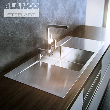 Blanco SteelArt: Elegant Stainless Steel Sink & Faucet 3D model image 1 
