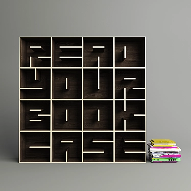 Sleek Wood Grain Bookshelf 3D model image 1 