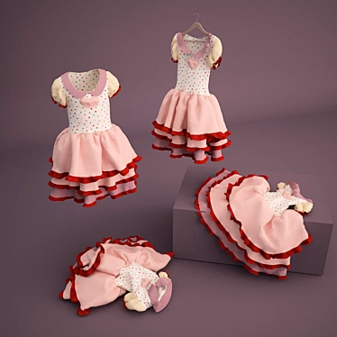 Versatile Girls' Dress: On Mannequin, Hanger, Bed, or Floor 3D model image 1 