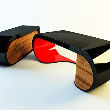 Elegant Leather Inlaid Desk 3D model image 1 