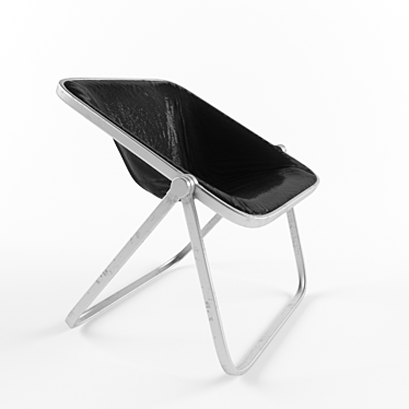 Plona Foldable Armchair: Vintage Steel and Leather 3D model image 1 