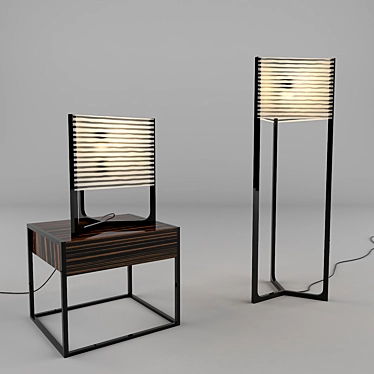 Modern Table-Floor Lamp with Side Table 3D model image 1 