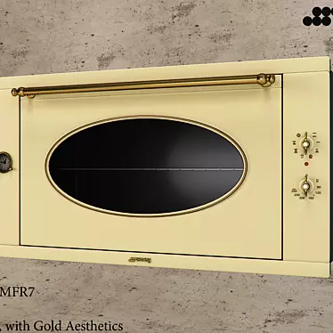 SMEG Cream 90cm Oven with Gold Aesthetics 3D model image 1 
