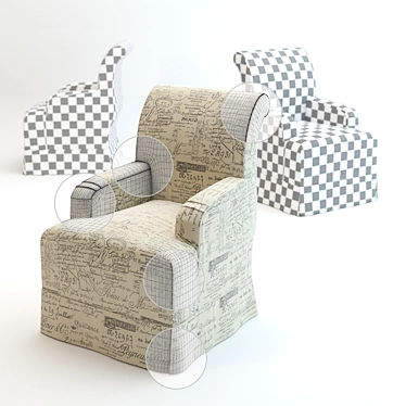 Vintage English Armchair with Curved Back 3D model image 1 