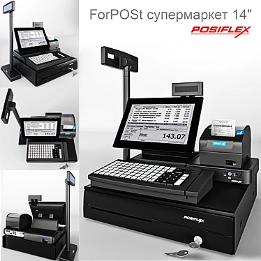 ForPOSt Supermarket 14" POS System 3D model image 1 