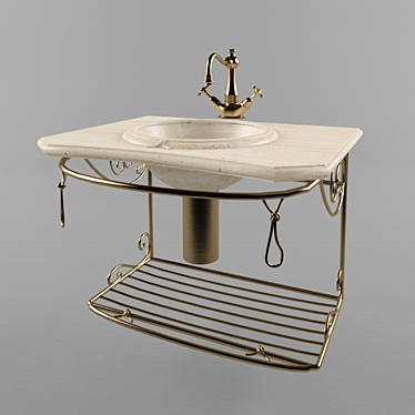 Travertino Console Sink Set with Etrusca Nodo Base 3D model image 1 