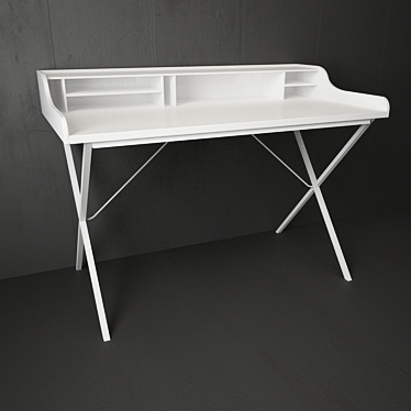 Modern White Lacquer Writing Desk 3D model image 1 