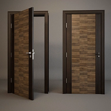 Modern Oak Veneer Door with Pivot 3D model image 1 