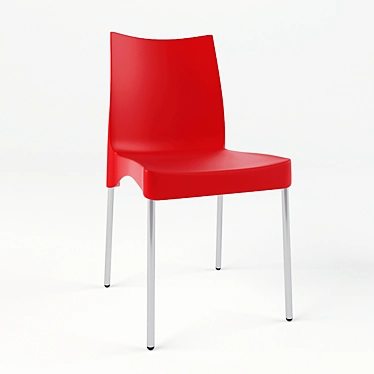 Vibrant Red Plastic Chair 3D model image 1 