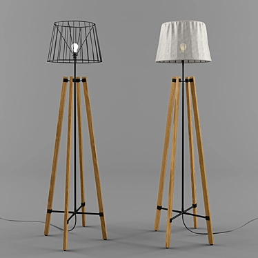 Rustic Wooden Wire Lamp 3D model image 1 