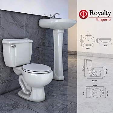 Regal Emporio Toilet & Washbasin 3D model image 1 
